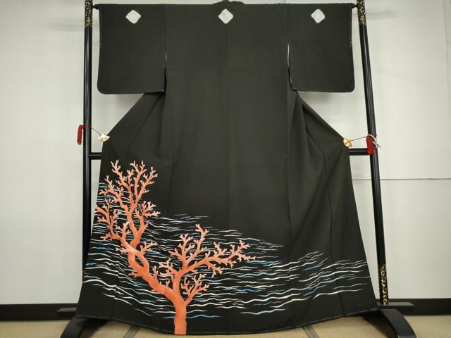 平和屋着物●訪問着 珊瑚 正絹 逸品 未使用 AABK1684cs