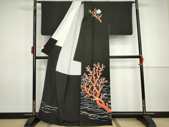 平和屋着物●訪問着 珊瑚 正絹 逸品 未使用 AABK1684cs