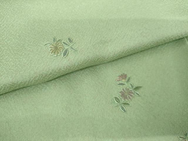 平和屋着物●上質な小紋 総刺繍 草花文 正絹 逸品 AABK1710cs