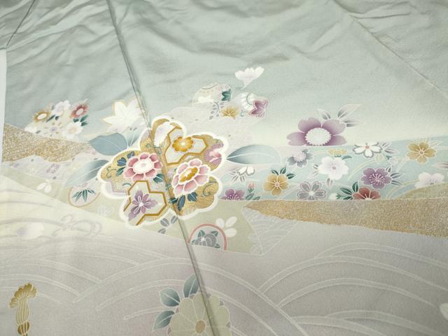 平和屋着物●豪華色留袖 蔓帯花文 暈し染め 金銀彩 丹後ちりめん 反端付き 正絹 逸品 AABK1712cs