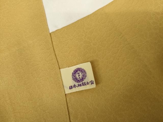 平和屋着物●上質な色無地 花尽くし地紋 花葉色 正絹 逸品 AABK1718cs