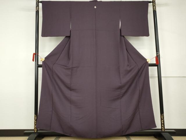 平和屋着物●上質な色無地 紋意匠 深紫色 正絹 逸品 AABK1719cs
