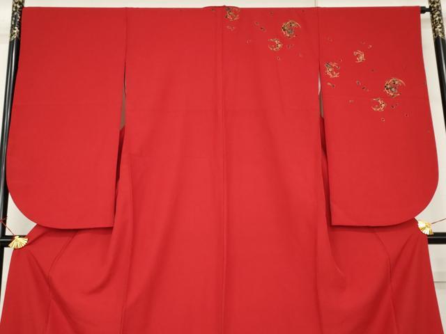 平和屋着物●小振袖 二尺袖 桜丸文 金彩 洗える着物 AABK1726cs