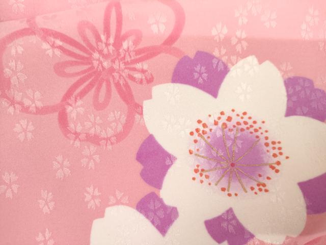 平和屋着物●小振袖 二尺袖 舞桜 金彩 洗える着物 AABK1729cs