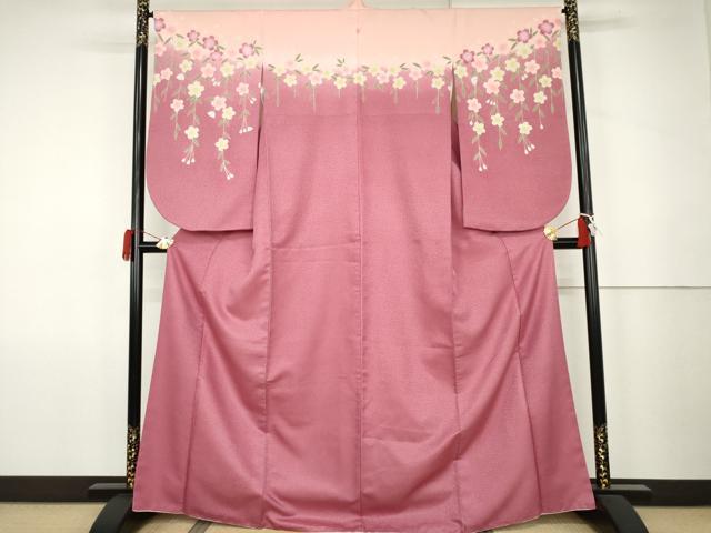 平和屋着物●小振袖 二尺袖 枝垂れ桜 洗える着物 AABK1730cs