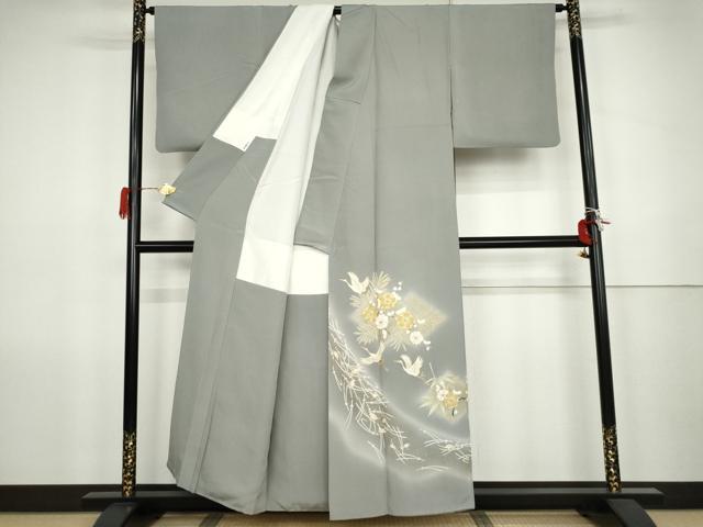 平和屋着物●豪華色留袖 作家物 駒刺繍 松竹梅飛鶴文 金彩 正絹 逸品 AABK1734cs