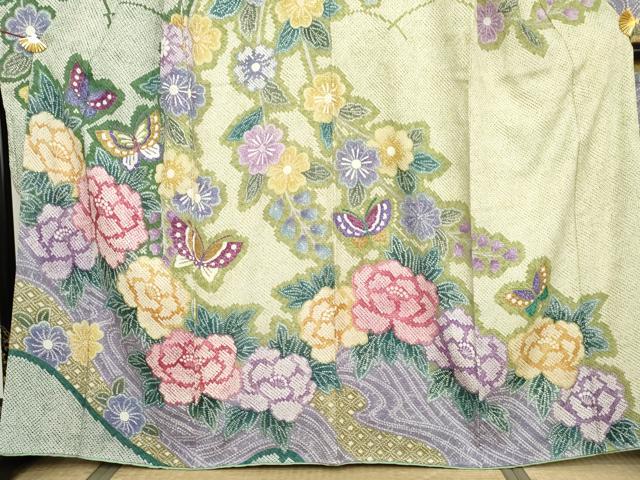 平和屋着物●豪華振袖 花蝶文 正絹 逸品 AABK1761cs