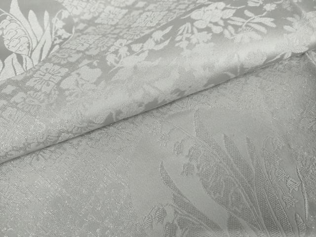 平和屋着物●無地絵羽訪問着 草花地紋 白梅鼠色地 銀糸 正絹 逸品 AABK1766cs
