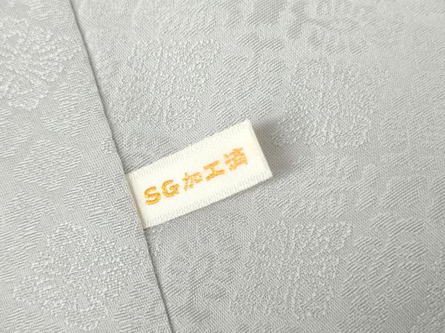 平和屋着物●無地絵羽訪問着 草花地紋 白梅鼠色地 銀糸 正絹 逸品 AABK1766cs