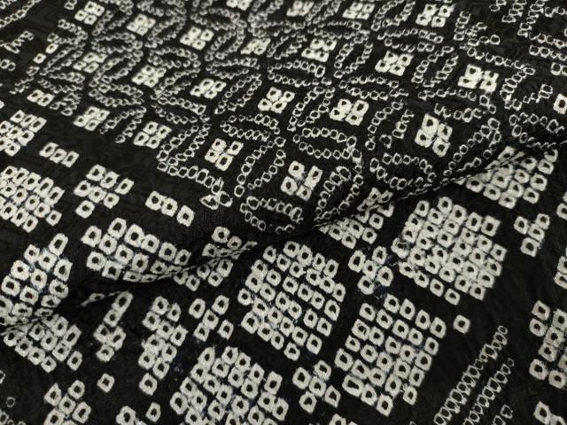 平和屋着物●上質な小紋 総絞り 切嵌吉祥文 黒地 正絹 逸品 AABK1767cs