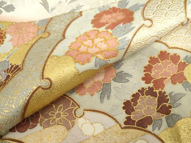 平和屋着物●豪華色留袖 駒刺繍 雪輪草花文 暈し染め 金彩 正絹 逸品 AABK1768cs