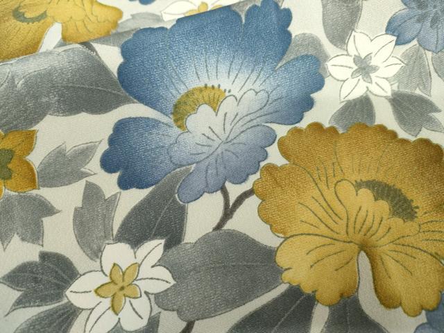 平和屋着物●訪問着 枝花文 金通し地 正絹 逸品 AABK1776cs