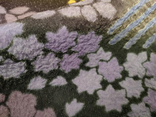 平和屋着物●訪問着 おぼろ染め 重ね絞り 立波花文 暈し染め 金通し地 正絹 逸品 AABK1777cs