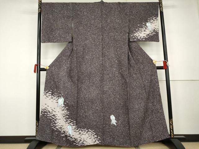 平和屋着物●訪問着 シロサギ 白鷺 たたき染め 金彩 さが美扱い 正絹 逸品 AABK1780cs