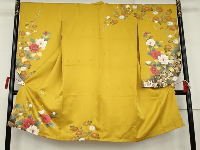 平和屋着物●小振袖 二尺袖 鴛鴦草花文 暈し染め 金彩 正絹 逸品 AABK1781cs