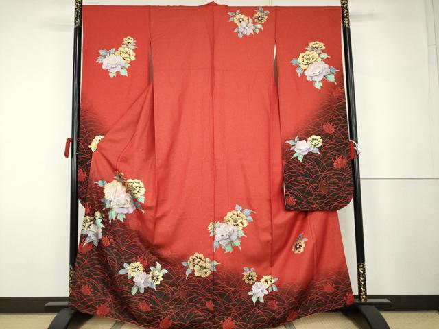平和屋着物●豪華振袖 花蝶文 金彩 金通し地 正絹 逸品 AABK1782cs