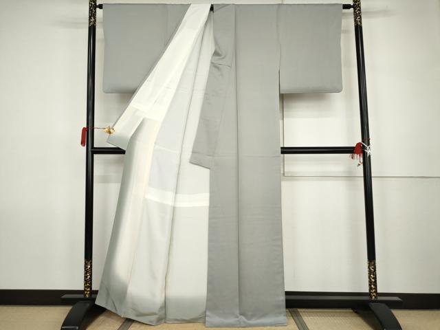 平和屋着物●上質な色無地 灰青色 正絹 逸品 AABK1785cs