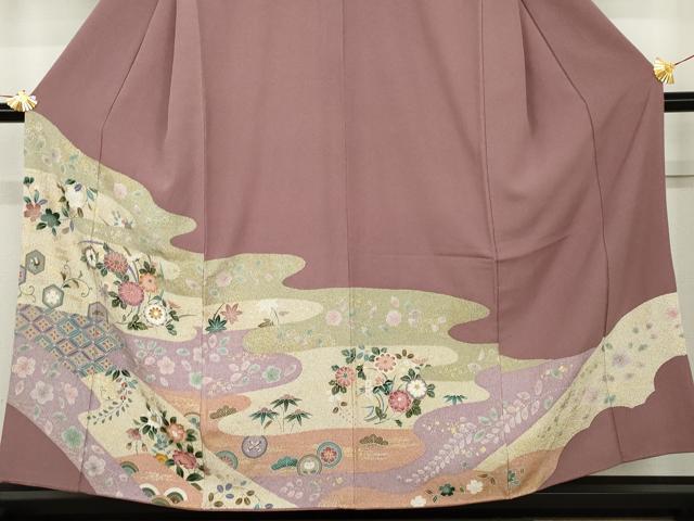 平和屋着物●訪問着 吉祥草花文 金銀彩 正絹 逸品 AABK1786cs
