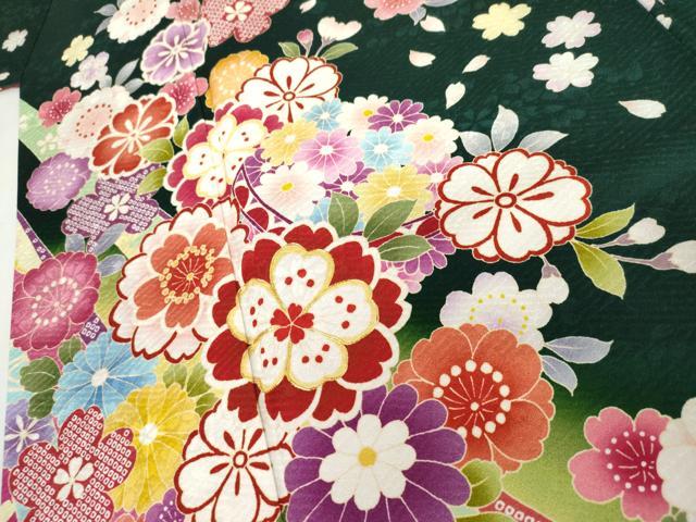 平和屋着物●豪華振袖 駒刺繍 蔓帯草花文 暈し染め ロング丈 正絹 逸品 AABK1798cs