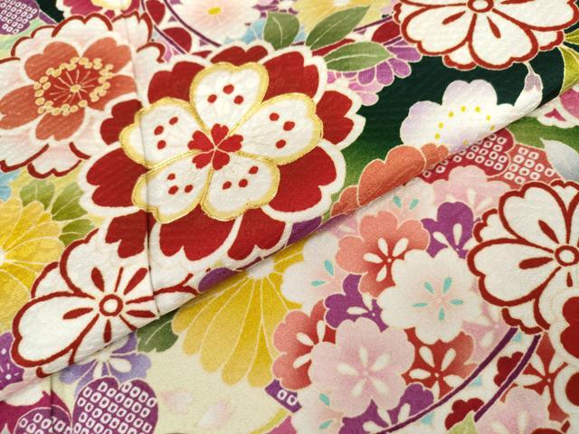 平和屋着物●豪華振袖 駒刺繍 蔓帯草花文 暈し染め ロング丈 正絹 逸品 AABK1798cs