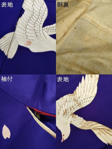 平和屋着物●アンティーク 大正ロマン 訪問着 花鳥文 正絹 逸品 AABK1800cs