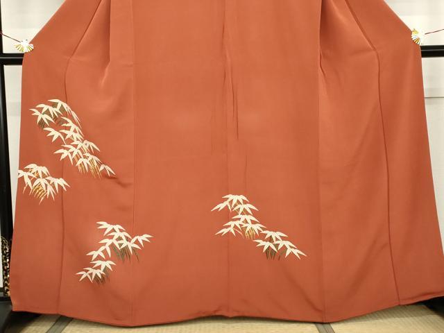 平和屋着物●訪問着 駒刺繍 笹竹文 正絹 逸品 AABK1806cs