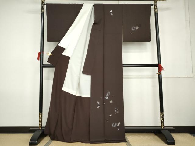 平和屋着物●訪問着 舞葉文 水玉 暈し染め 正絹 逸品 AABK1810cs
