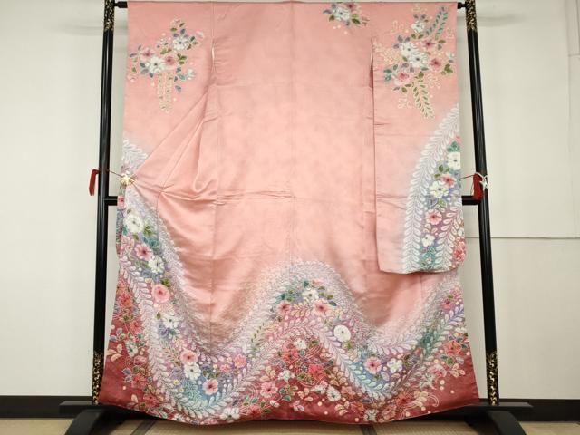 平和屋着物●伯河貞雄 振袖 辻が花 絞り 暈し染め 鈴乃屋扱い 正絹 逸品 AABK1818cs