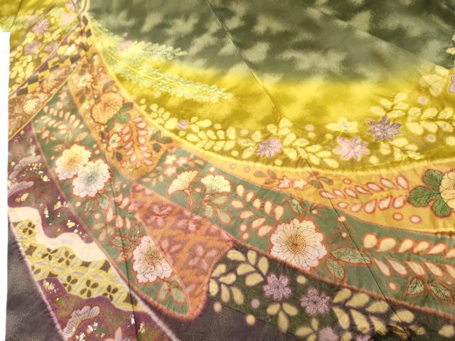 平和屋着物●豪華振袖 辻が花 絞り 金銀彩 金通し地 正絹 逸品 AABK1823cs