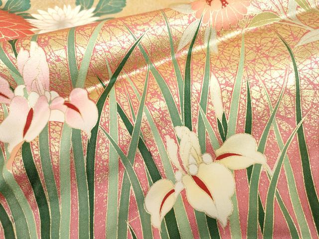 平和屋着物●豪華振袖 流水枝花文 暈し染め 金彩 仮絵羽 逸品 未使用 AABK1828cs