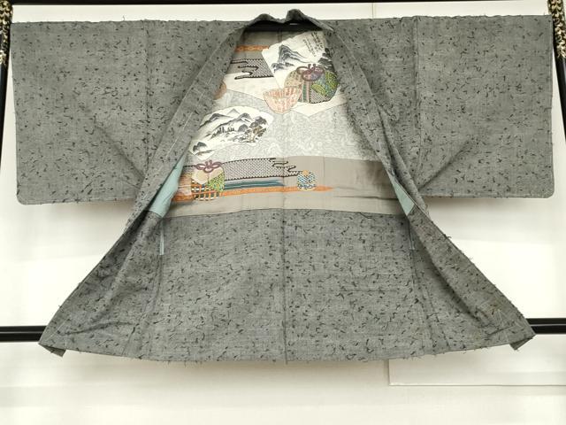 平和屋着物●男性 紬 アンサンブル 霞文 正絹 逸品 未使用 AABK1830cs