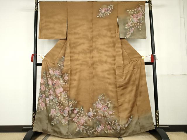 平和屋着物●訪問着 辻が花 暈し染め 金彩 金通し地 正絹 逸品 AABK1832cs