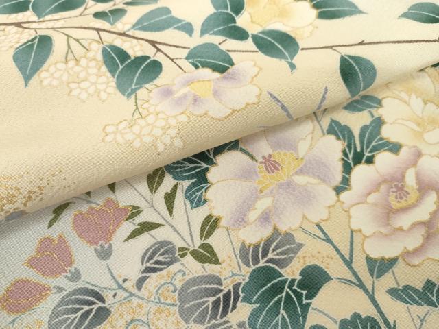 平和屋着物●訪問着 友禅 枝花文 暈し染め 金彩 正絹 逸品 未使用 AABK1834cs