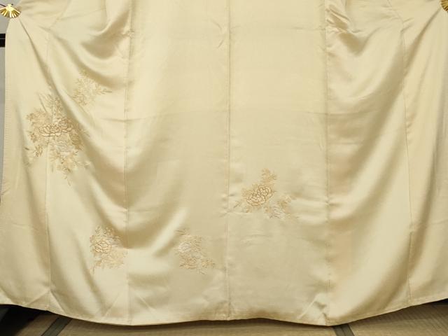 平和屋着物●訪問着 駒刺繍 総刺繍 草花文 正絹 逸品 AABK1835cs