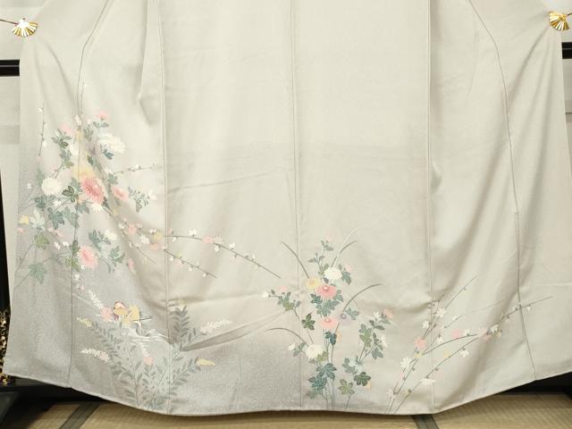 平和屋着物●訪問着 友禅 鴛鴦枝花文 暈し染め 正絹 逸品 AABK1839cs