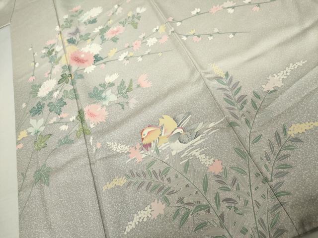 平和屋着物●訪問着 友禅 鴛鴦枝花文 暈し染め 正絹 逸品 AABK1839cs