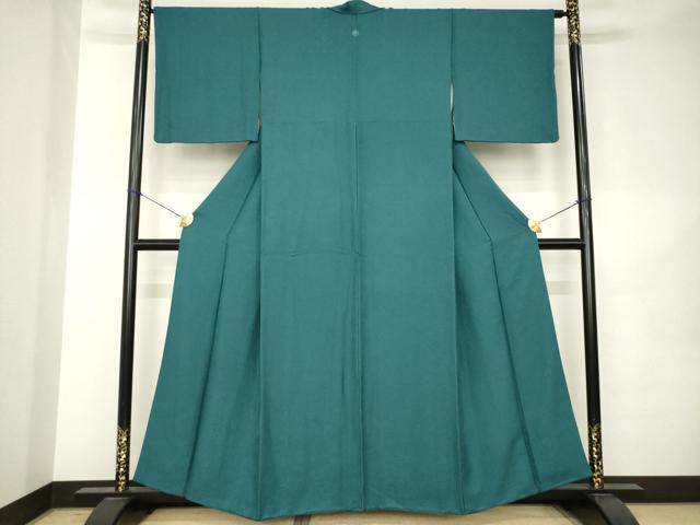 平和屋着物●上質な色無地 草花地紋 高麗納戸色 正絹 逸品 AABK1843ck