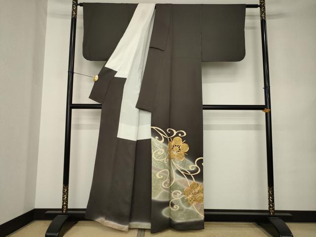 平和屋着物●訪問着 駒刺繍 水車 暈し染め 金銀彩 正絹 逸品 AABK1846ck
