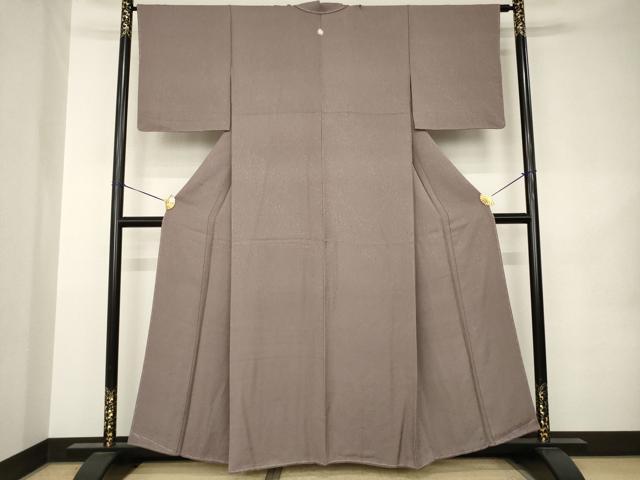 平和屋着物●上質な色無地 霞地紋 胡桃染色 正絹 逸品 未使用 AABK1847ck
