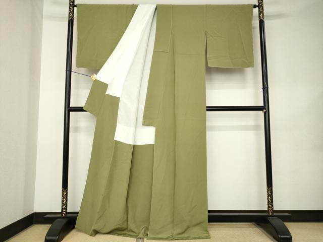 平和屋着物●上質な色無地 油色 正絹 逸品 AABK1848ck