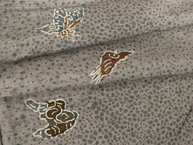 平和屋着物●上質な小紋 紬地 花蝶文 正絹 逸品 AABK1850ck