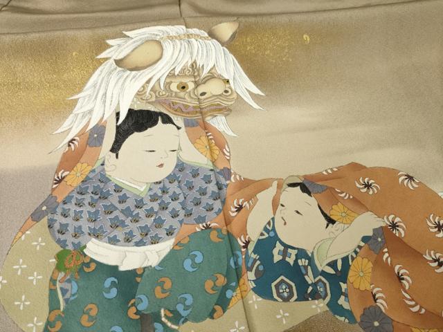 平和屋着物●京童人形絵師 高橋翠延 色留袖 二人羽織 金彩 正絹 逸品 AABK1851ck