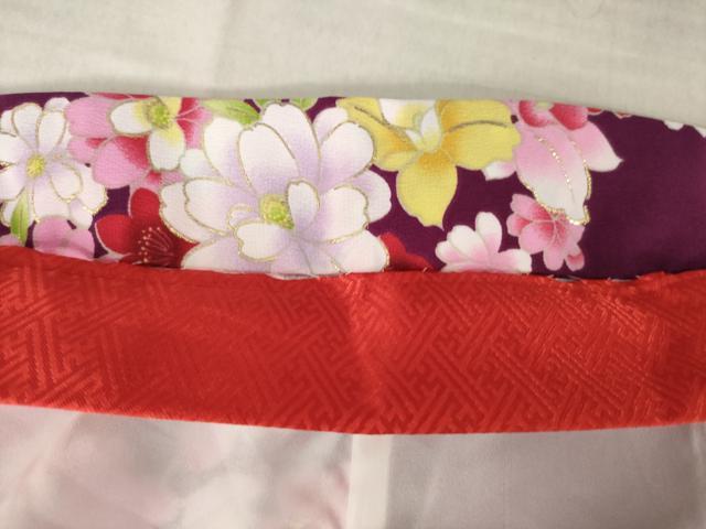 平和屋着物●小振袖 二尺袖 舞花文 金彩 洗える着物 AABK1857ck