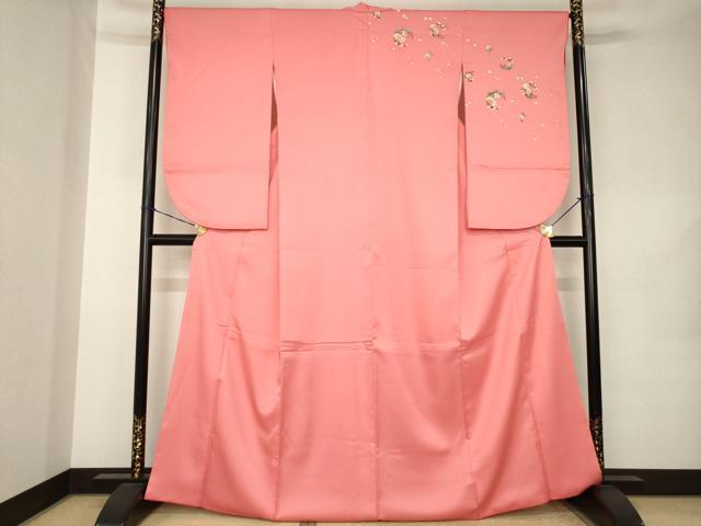 平和屋着物●小振袖 二尺袖 花丸文 洗える着物 AABK1859ck