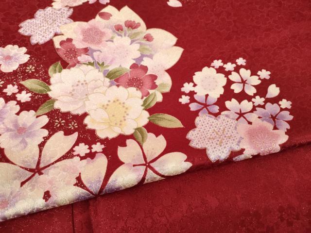 平和屋着物●小振袖 二尺袖 舞桜 金彩 洗える着物 AABK1862ck