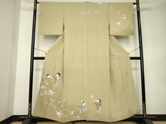 平和屋着物●訪問着 友禅 作家物 童子 正絹 逸品 AABK1873ck