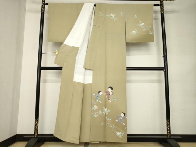 平和屋着物●訪問着 友禅 作家物 童子 正絹 逸品 AABK1873ck