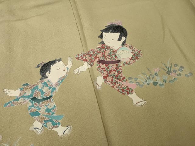 平和屋着物●訪問着 友禅 作家物 童子 正絹 逸品 AABK1873ck