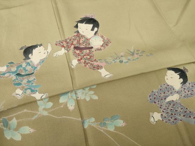平和屋着物●訪問着 友禅 作家物 童子 正絹 逸品 AABK1873ck