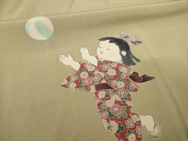平和屋着物●訪問着 友禅 作家物 童子 正絹 逸品 AABK1873ck